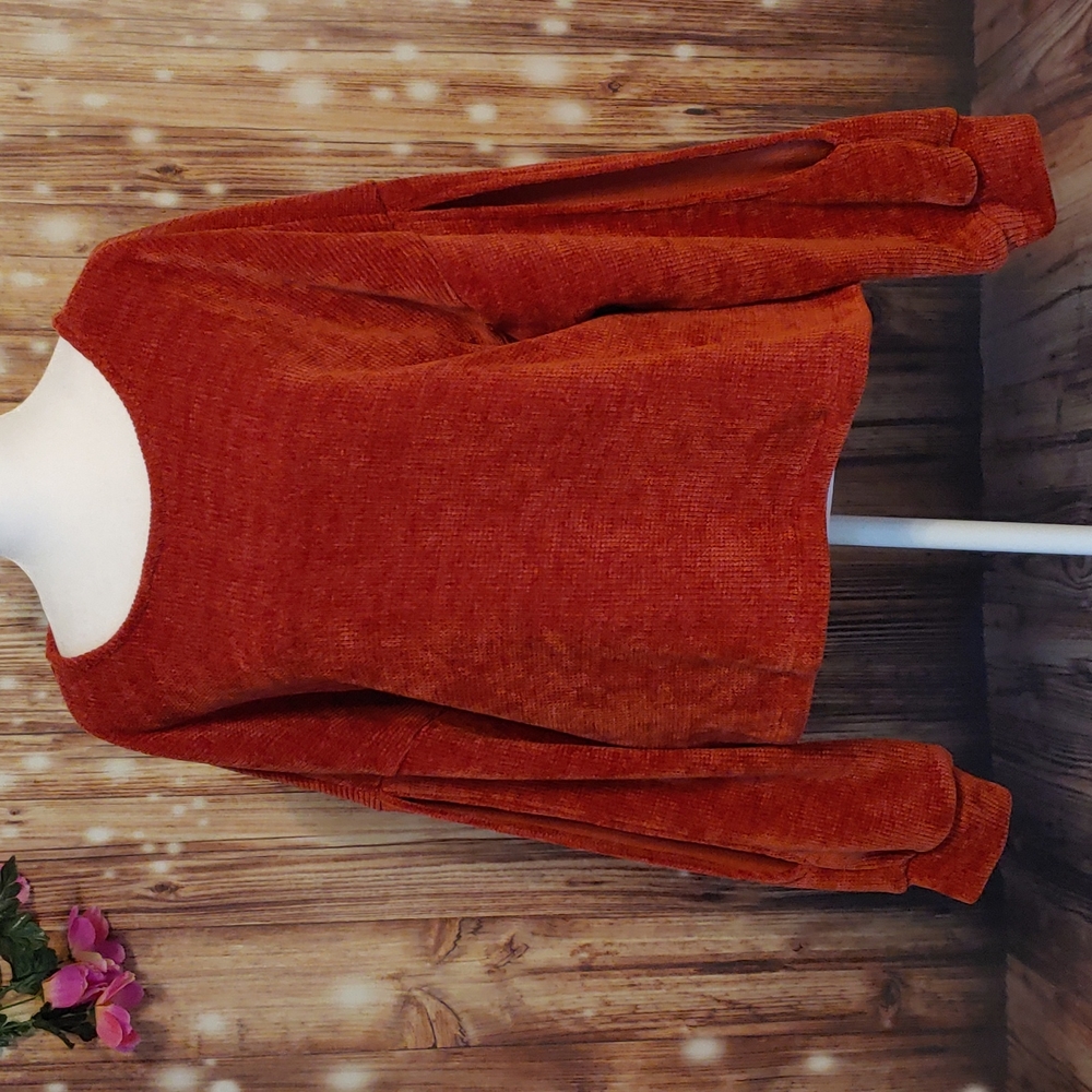 H.I.P. open sleeves super soft fuzzy burnt orange sweater large